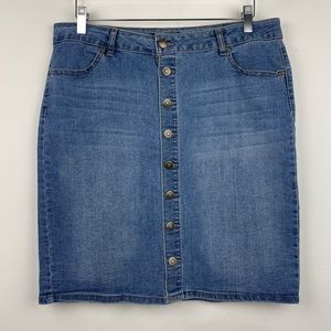 D. Jeans Straight Button Up Cotton Denim Skirt Size 12
